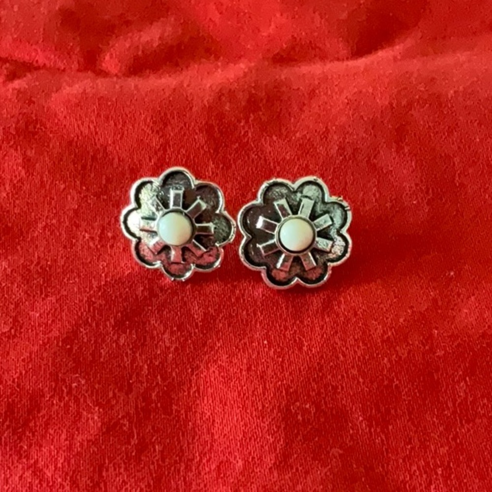 Silver Cabochon Earrings